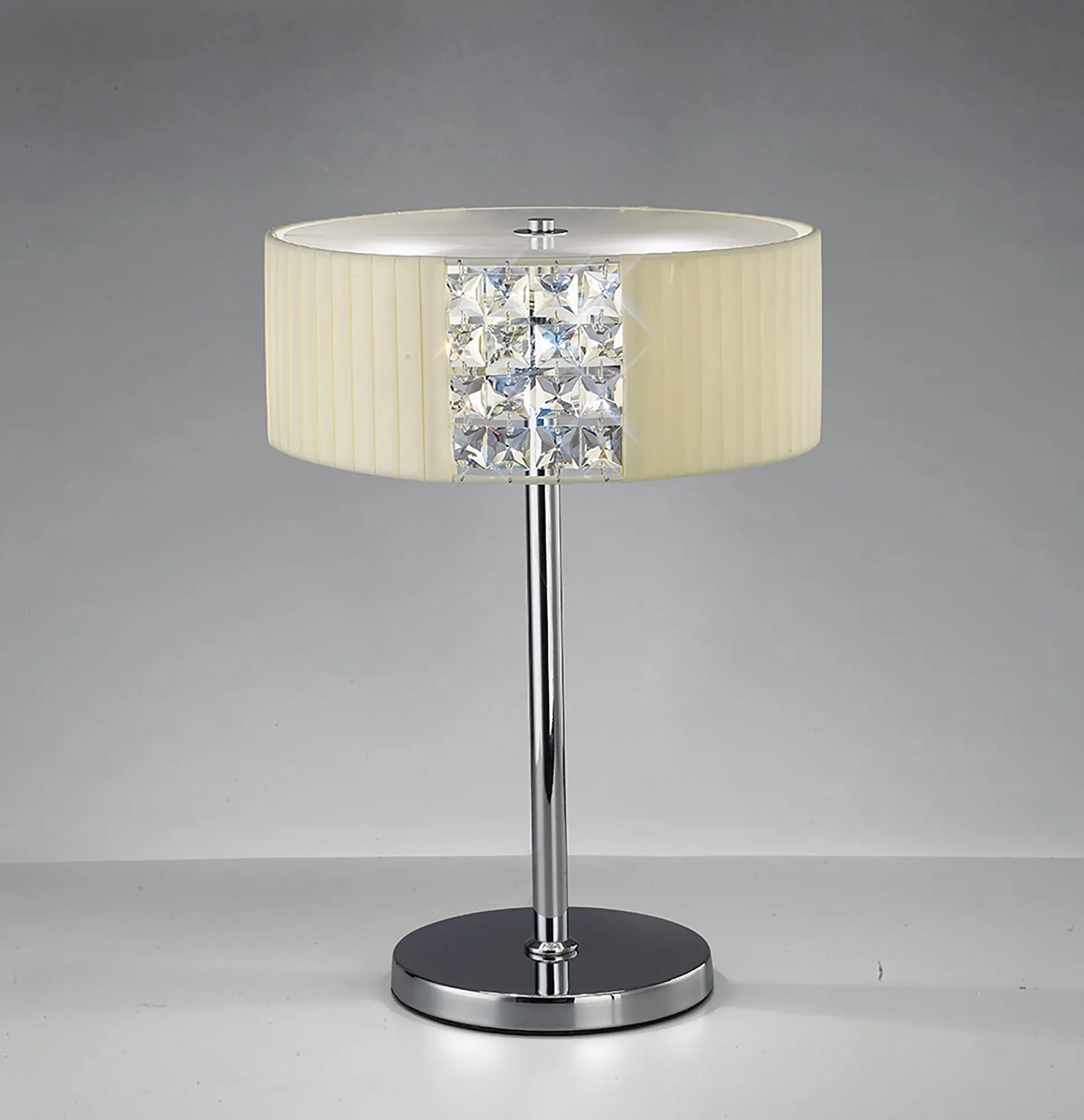 Evelyn Polished Chrome-Cream Crystal Table Lamps Diyas Shaded Table Lamps